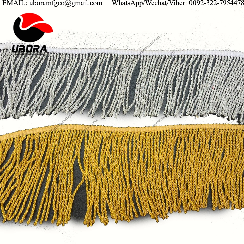 custom bullion wire trimming tassel beach umbrella fringe ,Silver Gold  best quality military